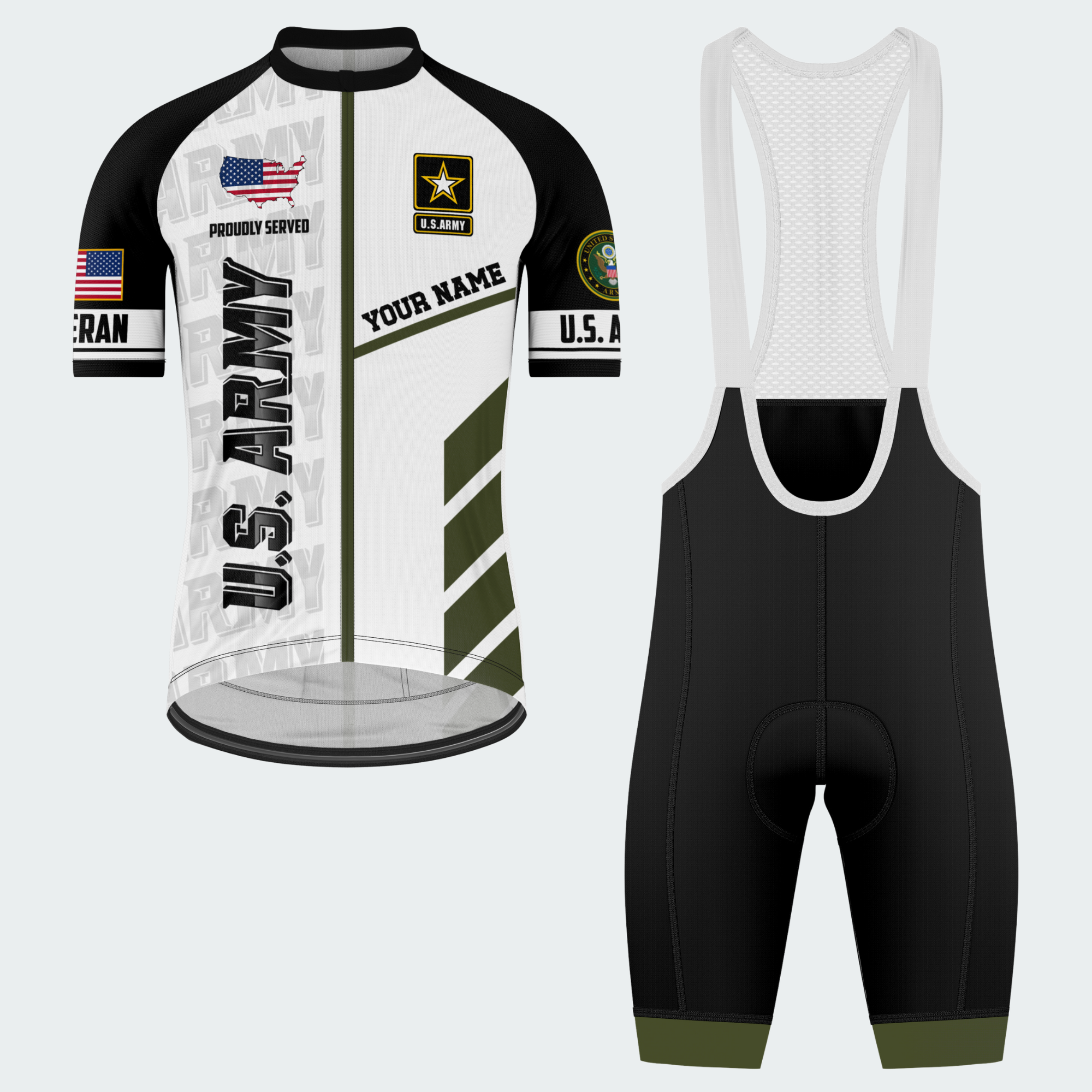 Men Personalized U.S. Army Proud Rider Cycling Jersey & Kit — short sleeve bib shorts kit — featured image