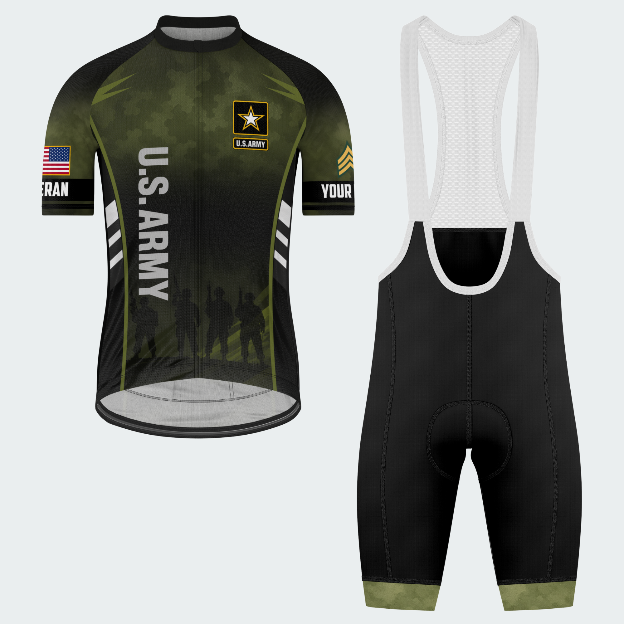 Men Personalized U.S. Army Brotherhood Ride Cycling Jersey & Kit — short sleeve bib shorts kit — featured image