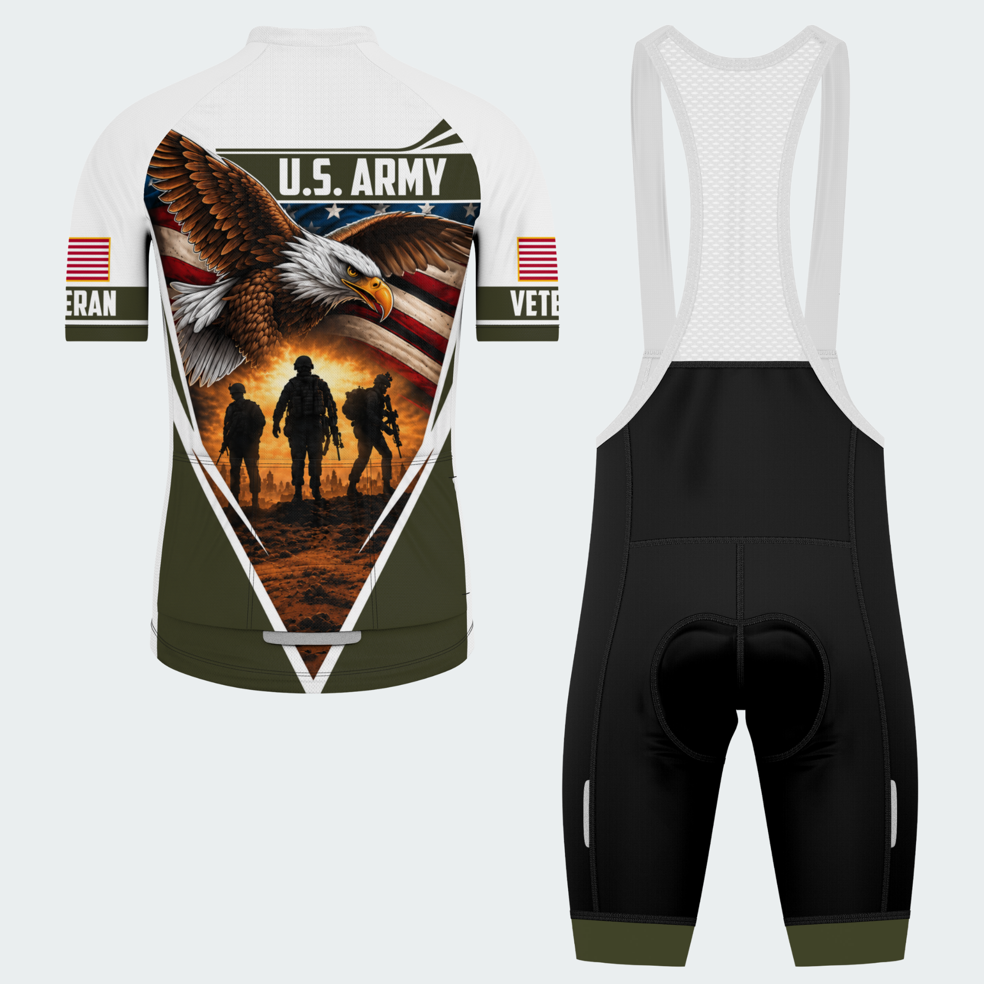 Men Personalized U.S. Army Eagle & Troop Cycling Jersey & Kit — short sleeve bib shorts kit — image 02