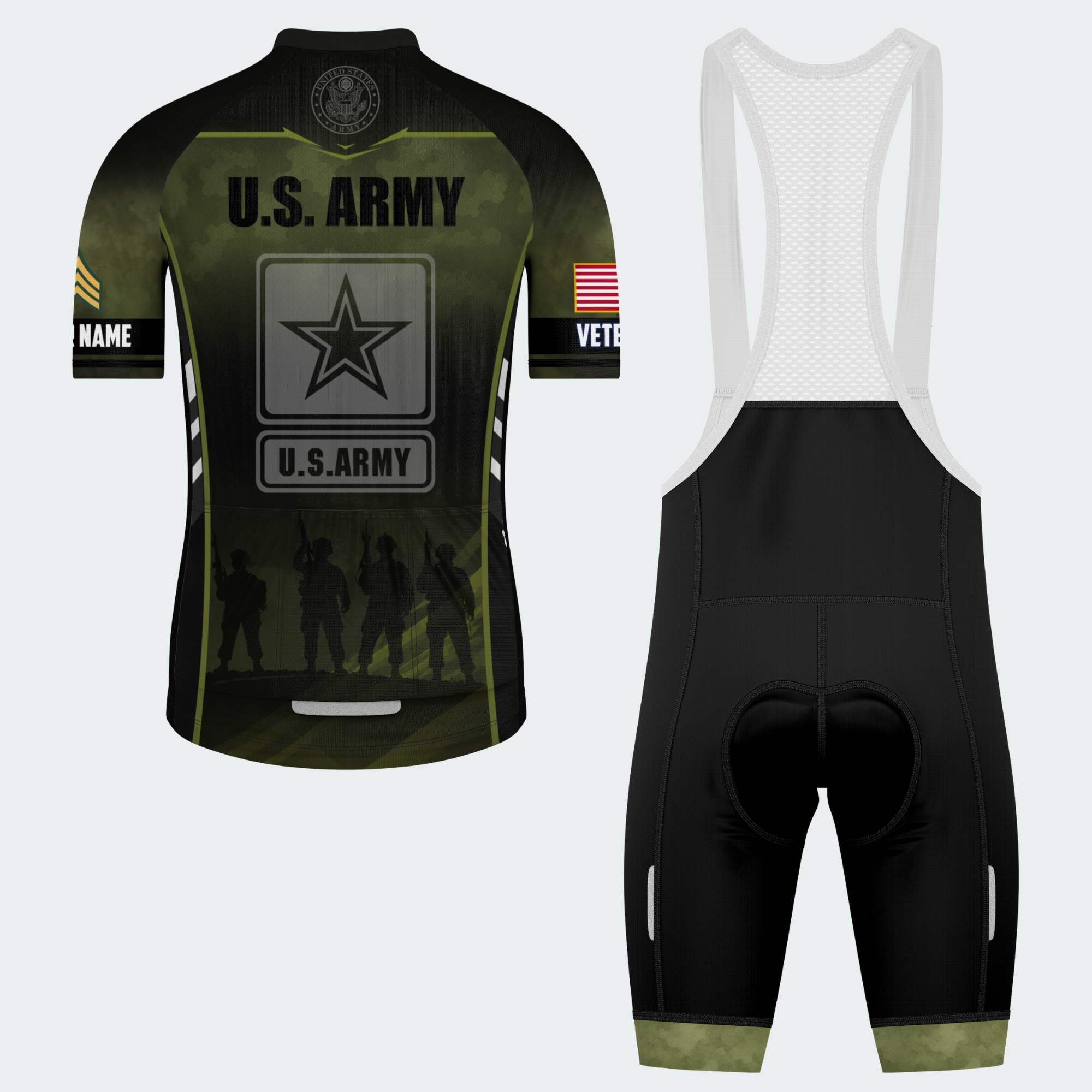 Men Personalized U.S. Army Brotherhood Ride Cycling Jersey & Kit — short sleeve bib shorts kit — image 02