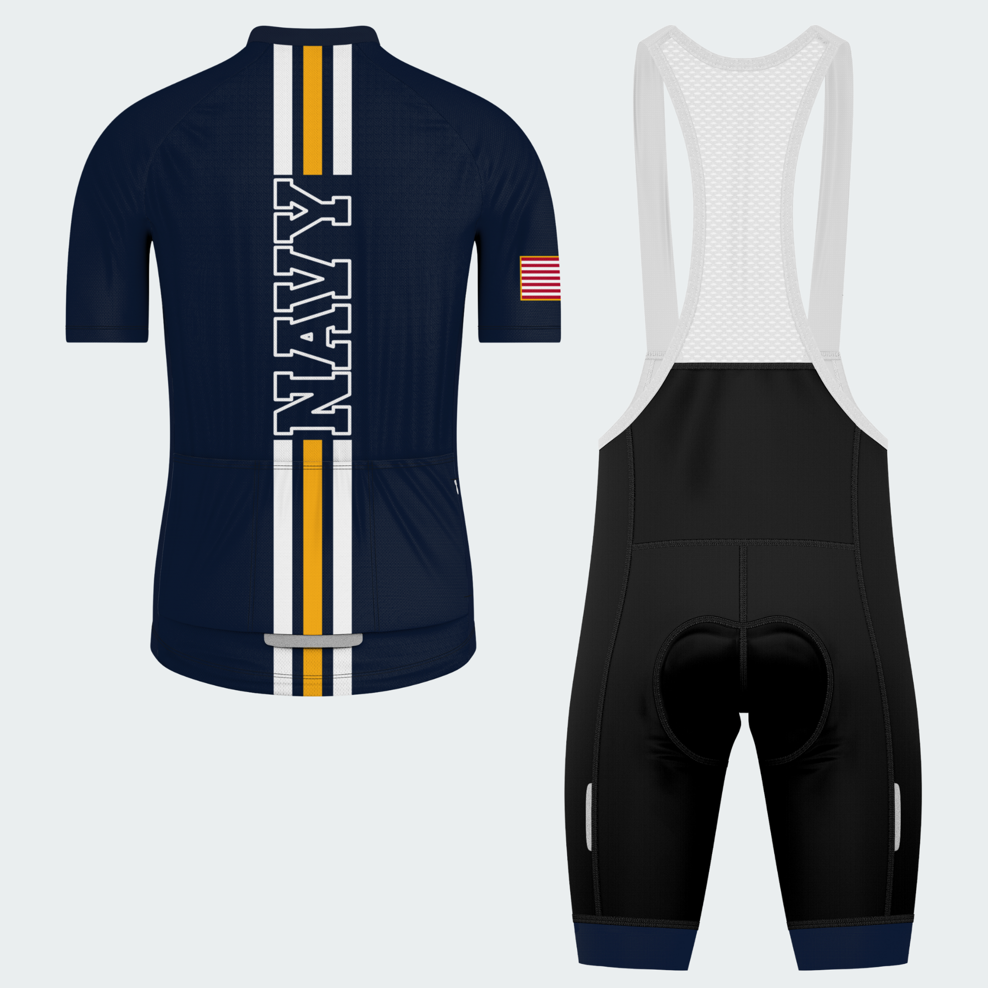 Men Personalized U.S. Navy Anchor Stripes Cycling Jersey & Kit — short sleeve bib shorts kit — image 02