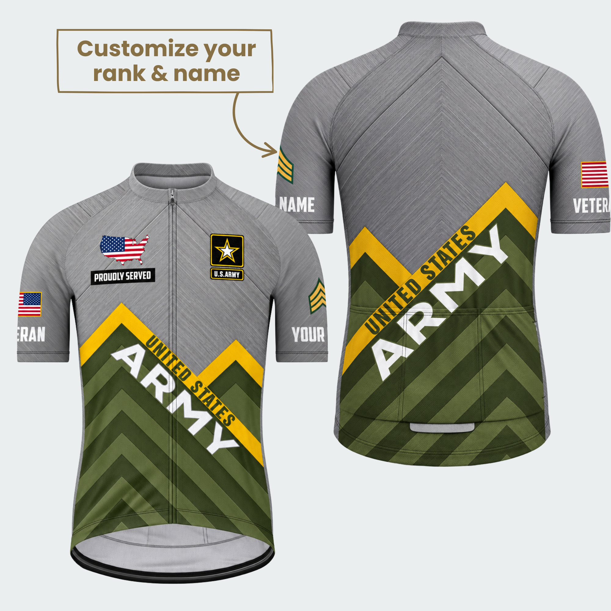 Men Personalized U.S. Army Mountain Chevron Cycling Jersey & Kit — short sleeve jersey — featured image