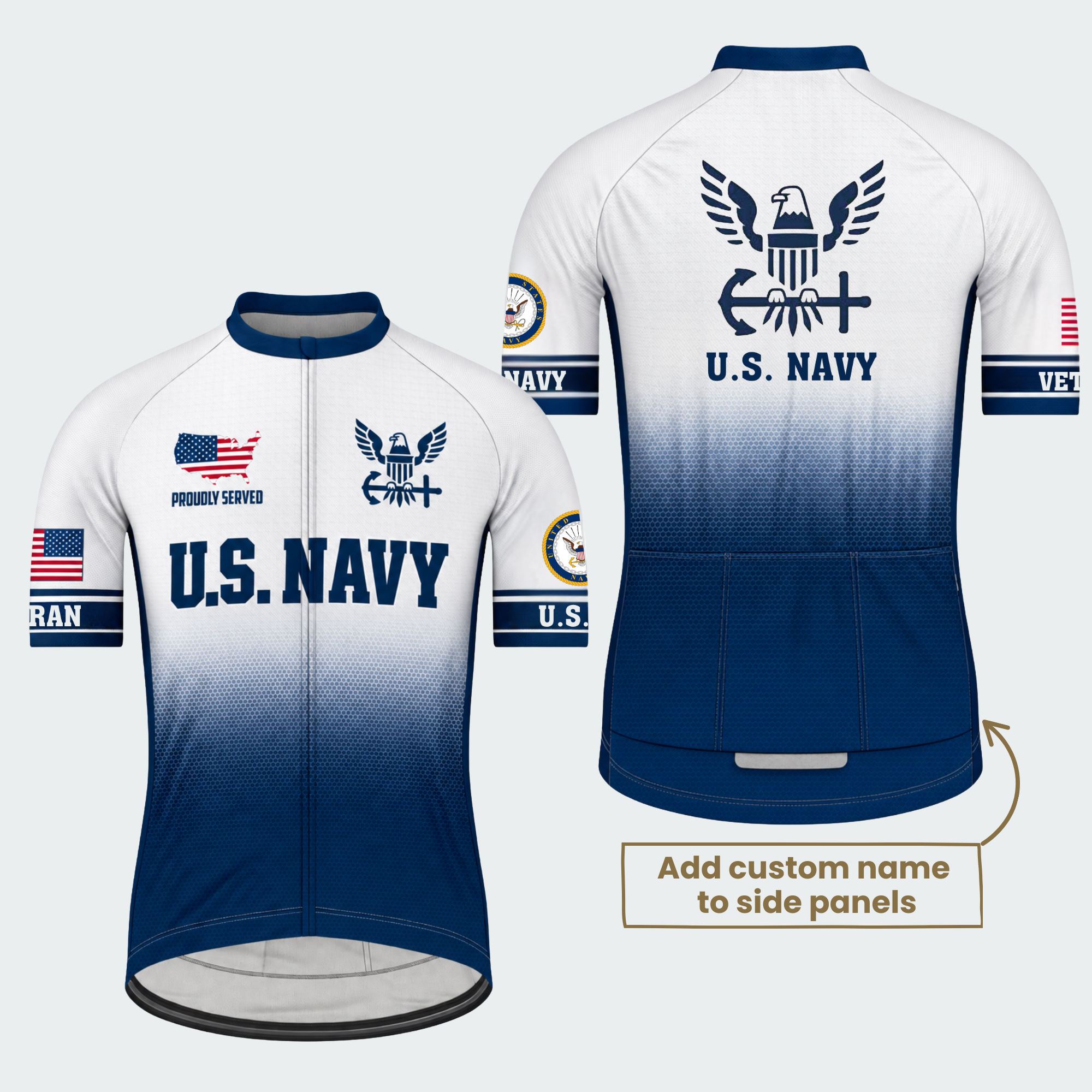 Men Personalized U.S. Navy Veteran Proudly Served Emblem Cycling Jersey & Kit — short sleeve jersey — featured image