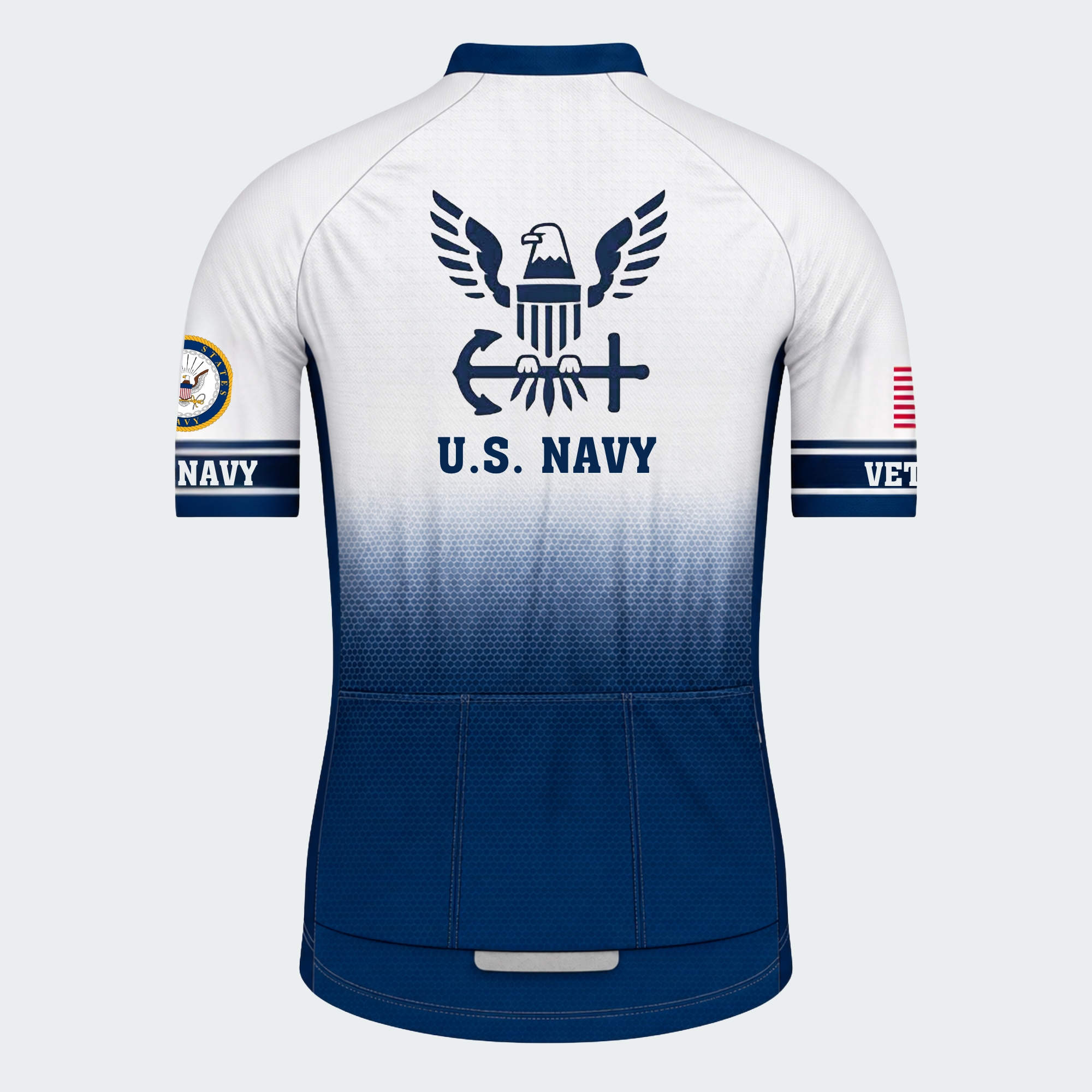 Men Personalized U.S. Navy Veteran Proudly Served Emblem Cycling Jersey & Kit — short sleeve jersey — image 03