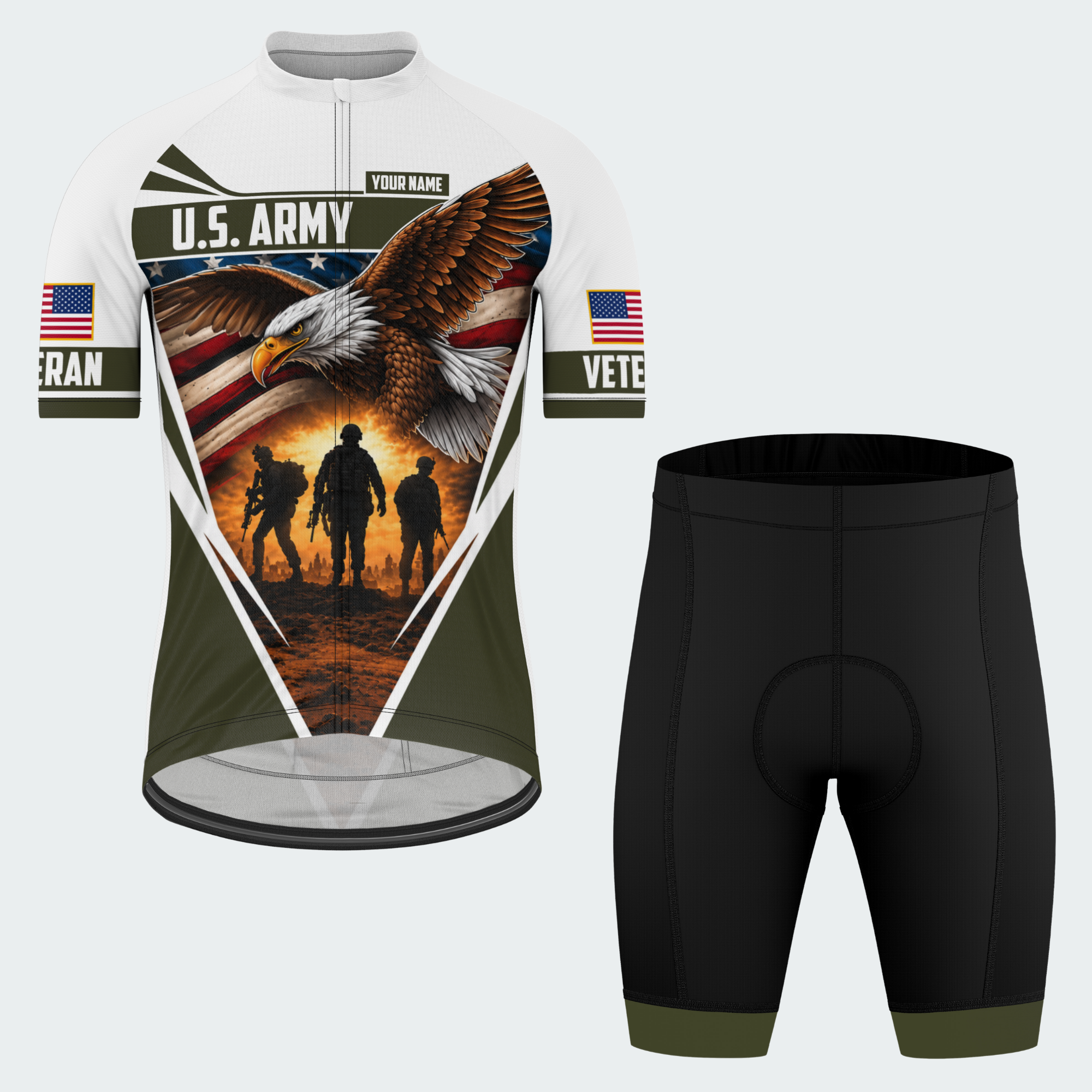 Men Personalized U.S. Army Eagle & Troop Cycling Jersey & Kit — short sleeve shorts kit — featured image