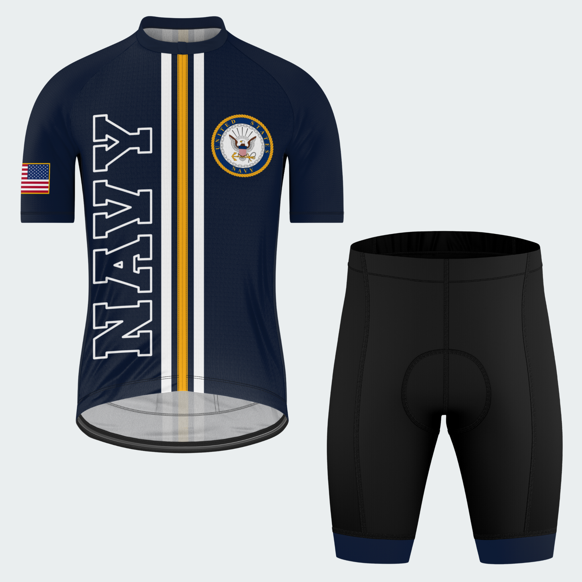 Men Personalized U.S. Navy Anchor Stripes Cycling Jersey & Kit — short sleeve shorts kit — featured image