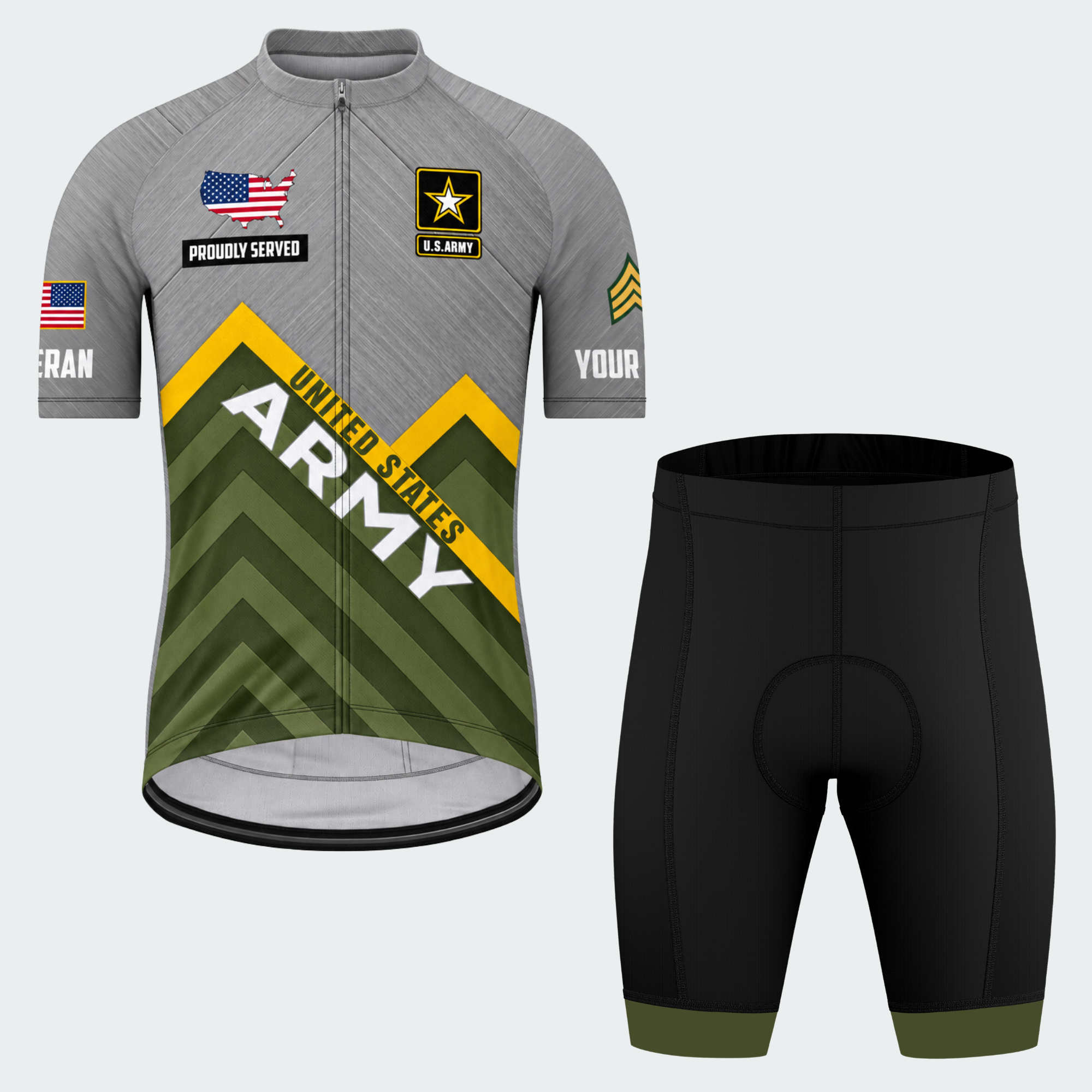 Men Personalized U.S. Army Mountain Chevron Cycling Jersey & Kit — short sleeve shorts kit — featured image