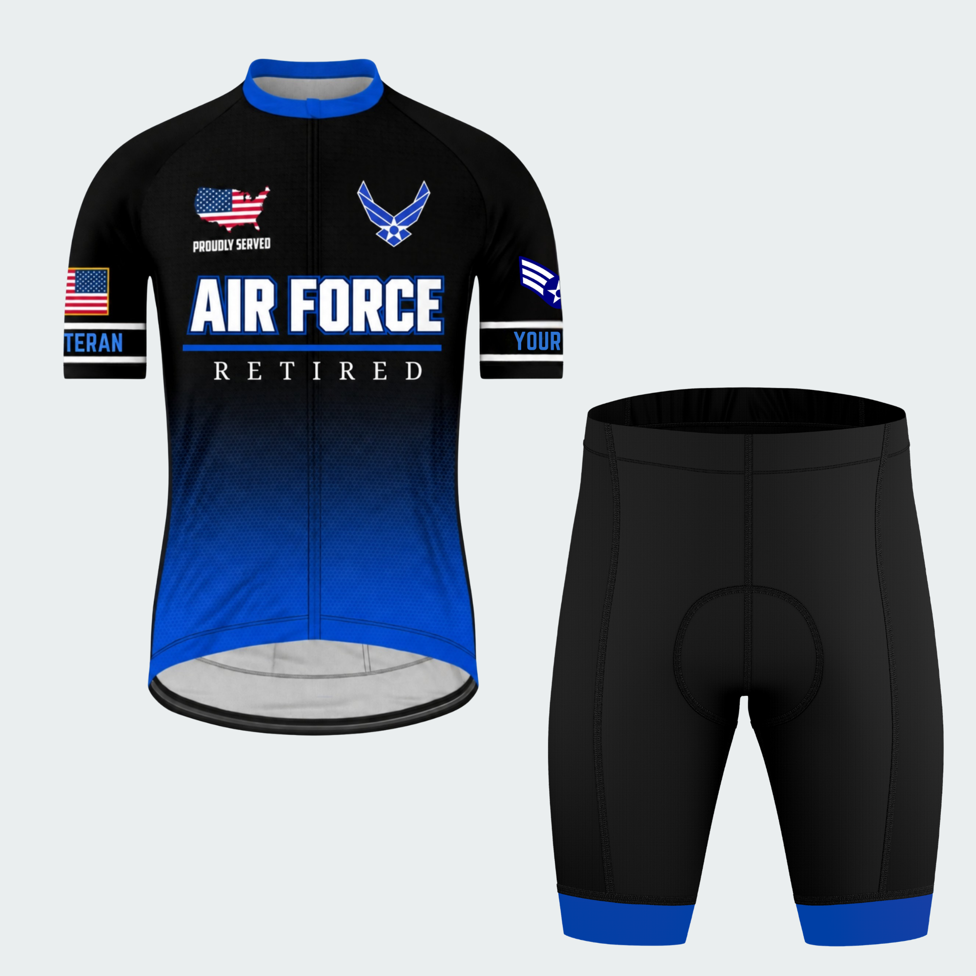 Men's Personalized U.S. Air Force Retired Veteran Cycling Jersey & Kit