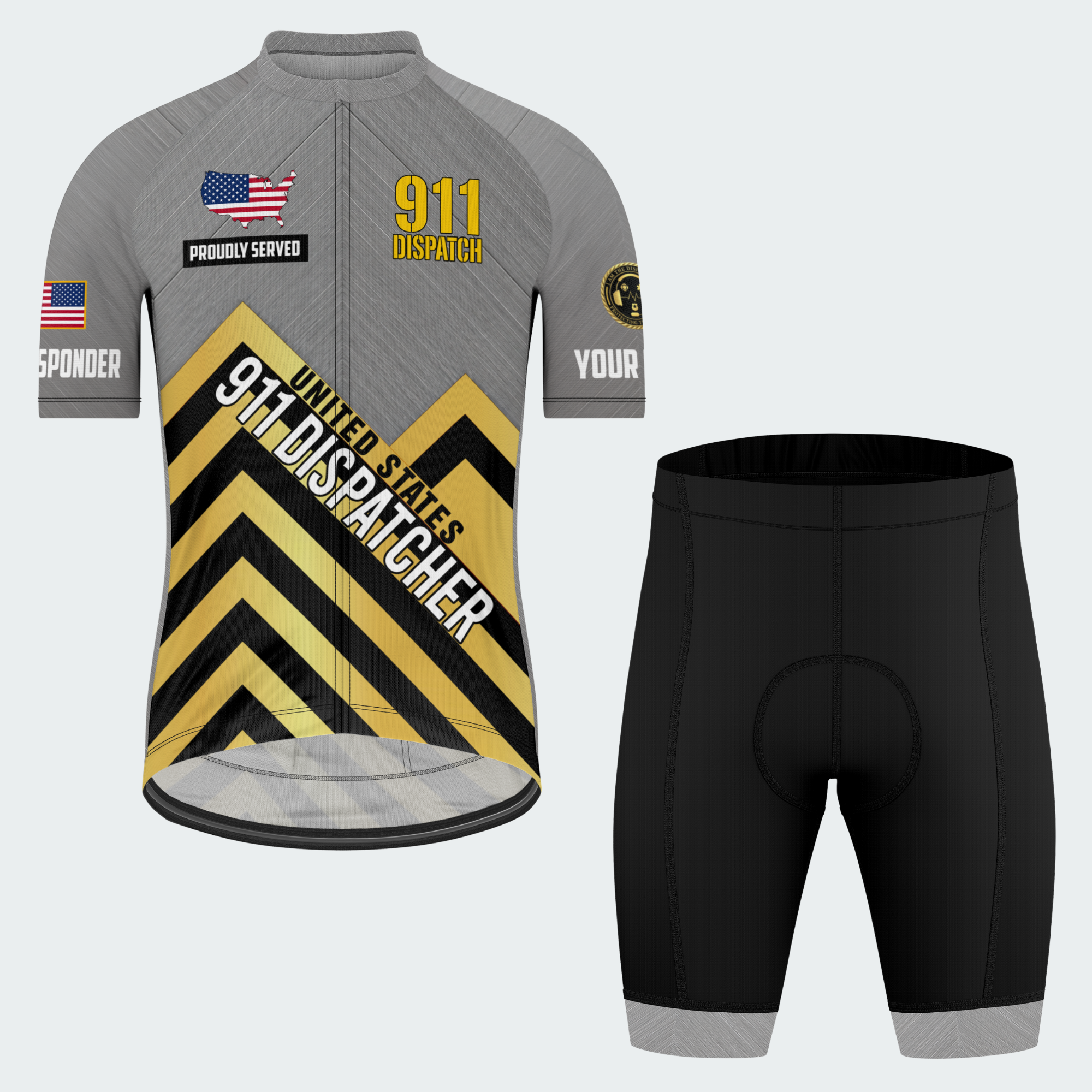 Men’s Personalized U.S. 911 Dispatcher Proudly Served Cycling Jersey & Kit