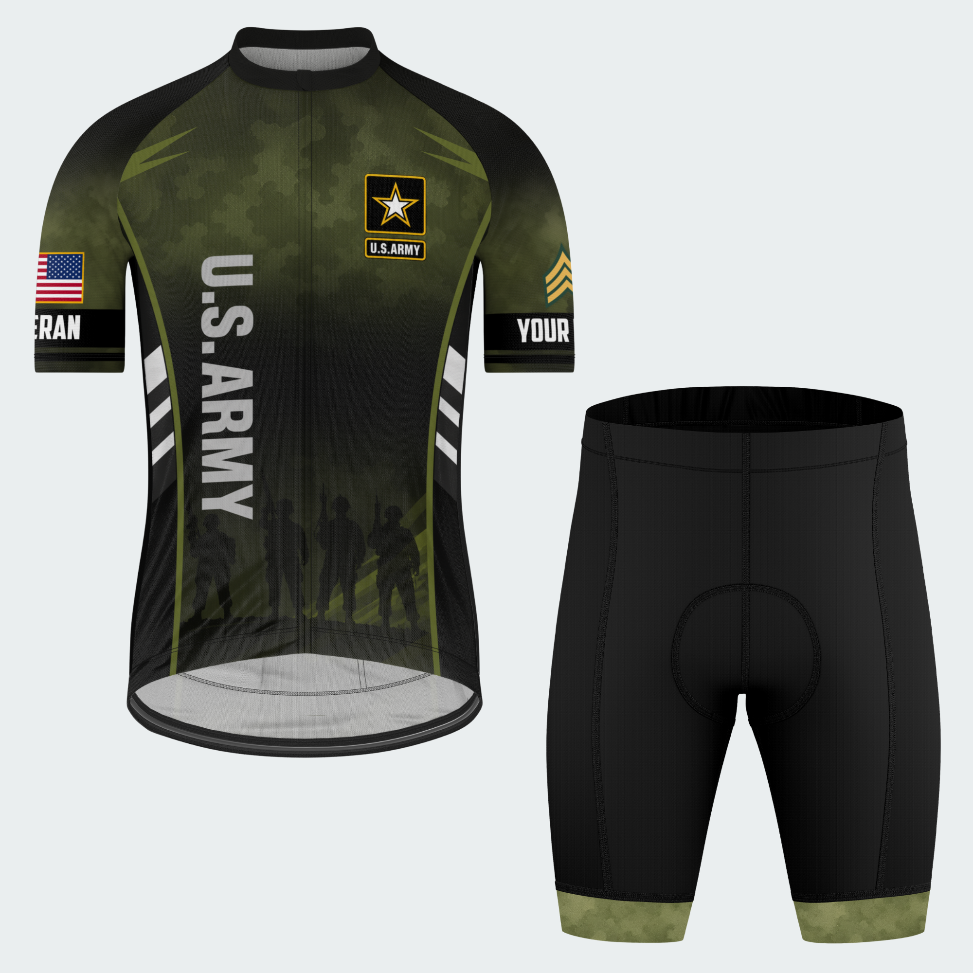 Men Personalized U.S. Army Brotherhood Ride Cycling Jersey & Kit — short sleeve shorts kit — featured image