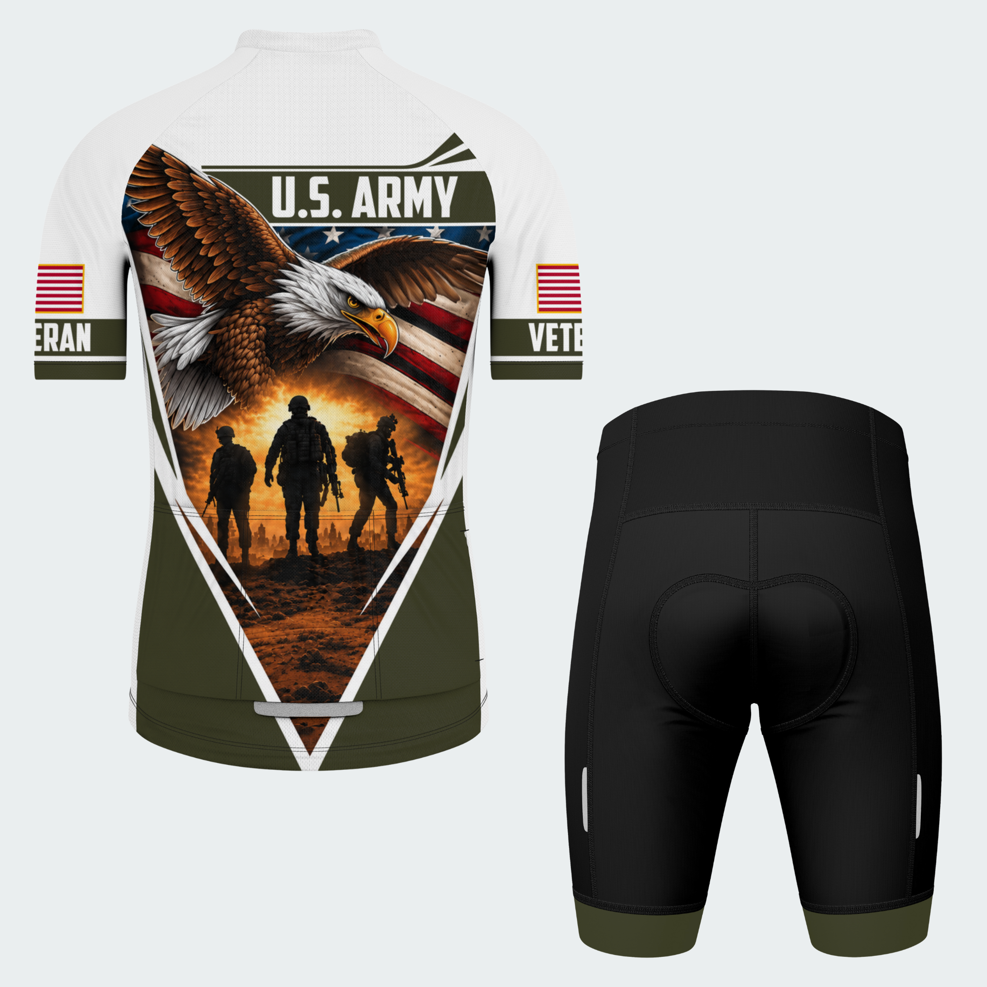 Men Personalized U.S. Army Eagle & Troop Cycling Jersey & Kit — short sleeve shorts kit — image 02