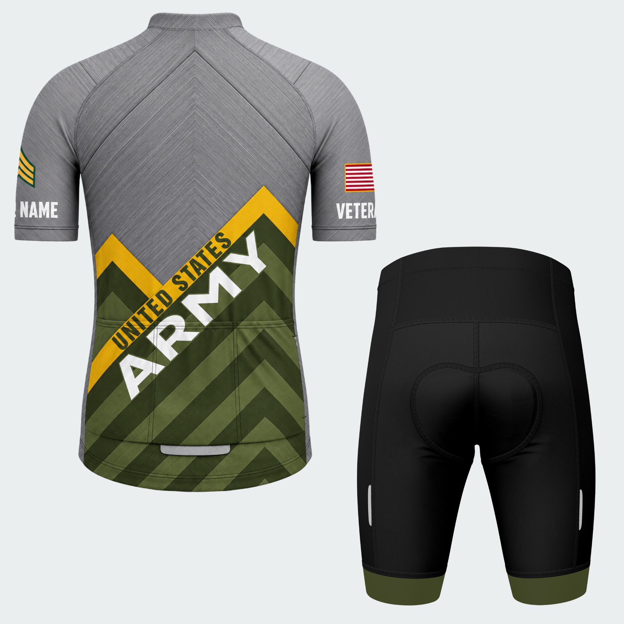 Men Personalized U.S. Army Mountain Chevron Cycling Jersey & Kit — short sleeve shorts kit — image 02