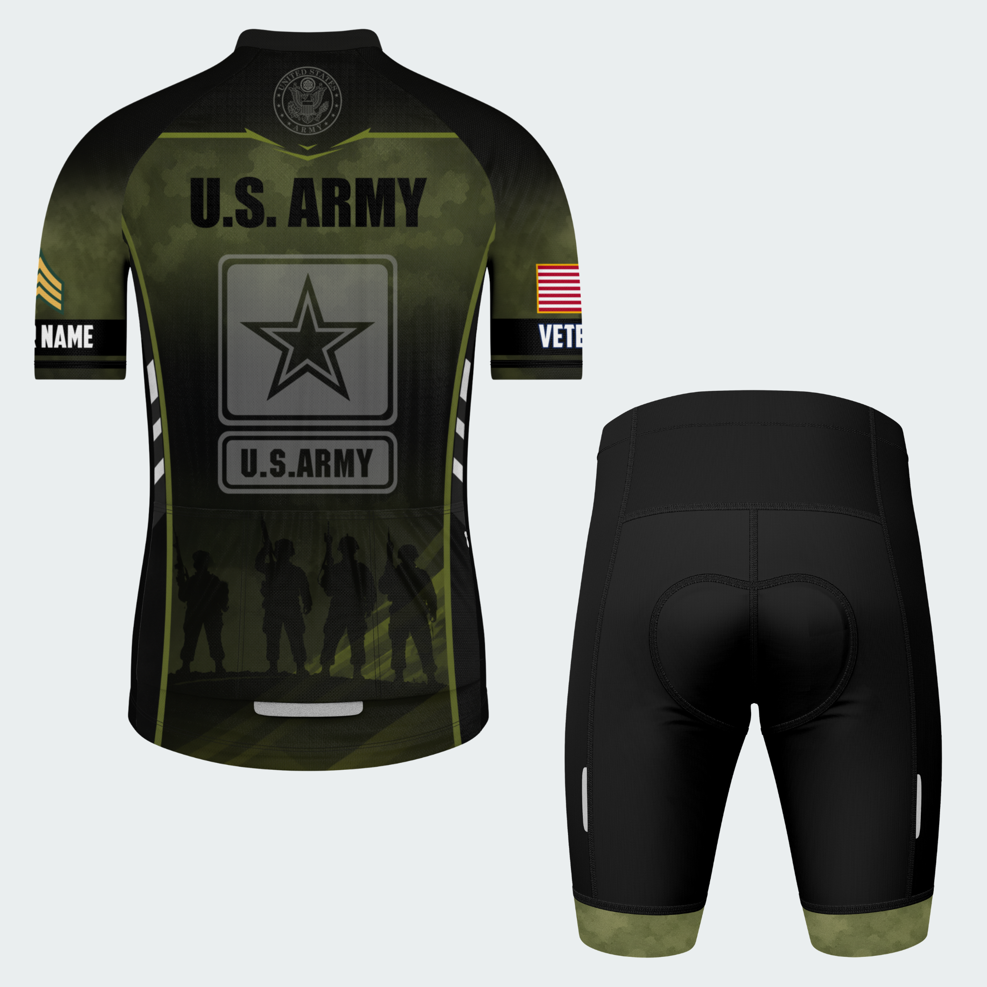 Men Personalized U.S. Army Brotherhood Ride Cycling Jersey & Kit — short sleeve shorts kit — image 02