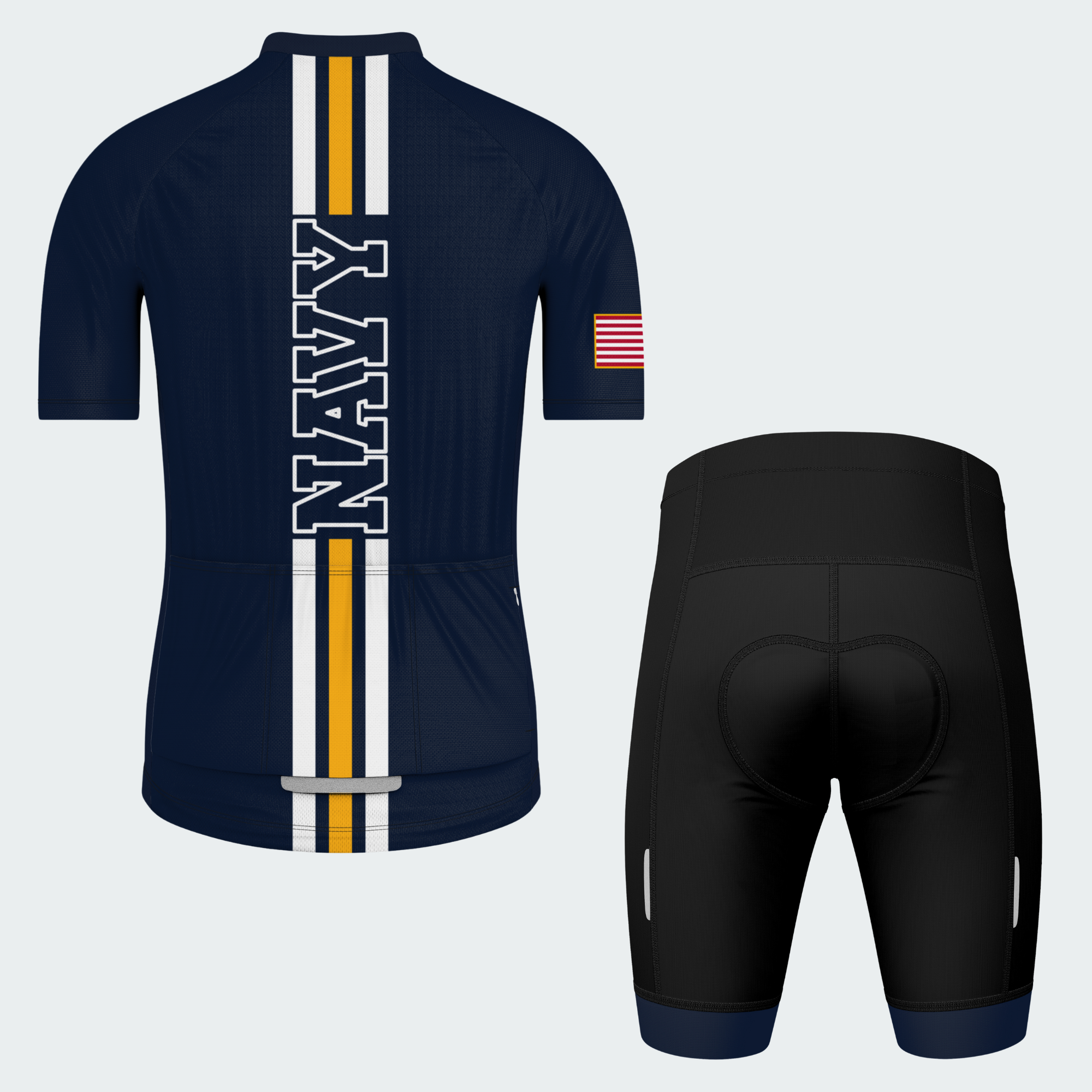 Men Personalized U.S. Navy Anchor Stripes Cycling Jersey & Kit — short sleeve shorts kit — image 02