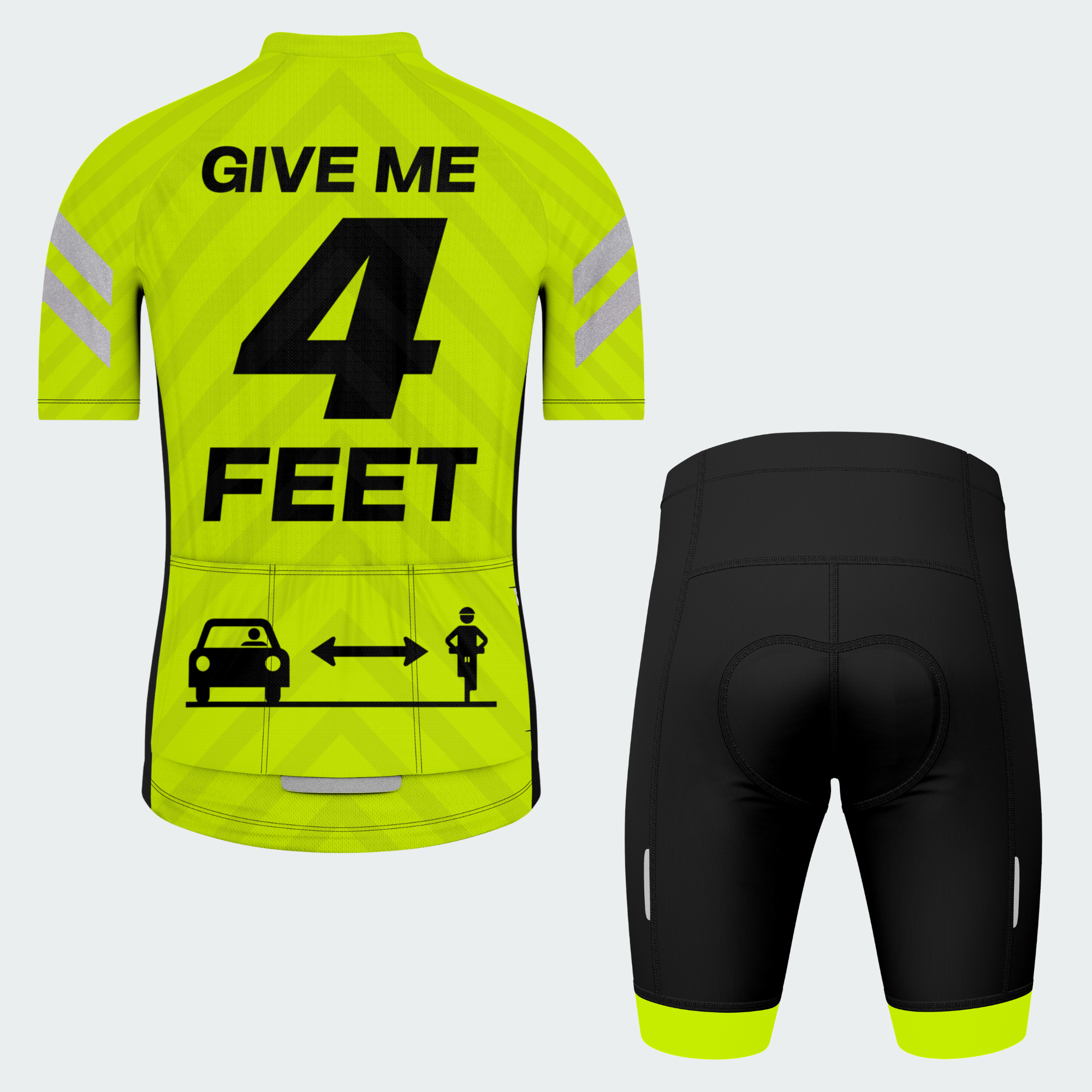 Men's Give Me 4 Feet Reflective Sharrows Regular Fit Cycling Kit