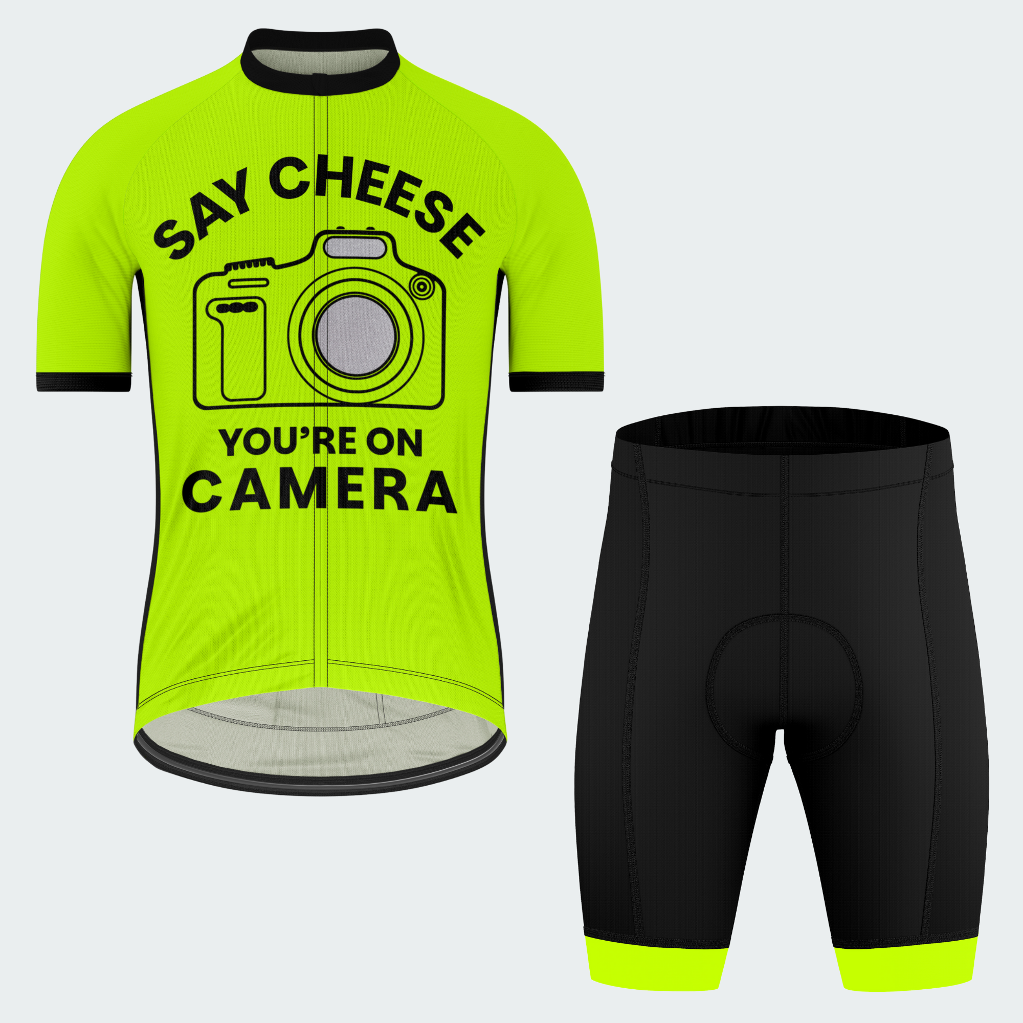Men's Say Cheese Reflective Camera Lens And Flash Regular Fit Cycling Kit