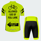 Men's Allowed Use of Full Lane Regular Fit Cycling Kit