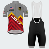 Men’s Personalized U.S. Army Veteran Rank & Name Red Chevron Cycling Jersey & Kit
