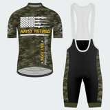 Men’s Personalized U.S. Army Retired Rifle Flag Camo Cycling Jersey & Kit