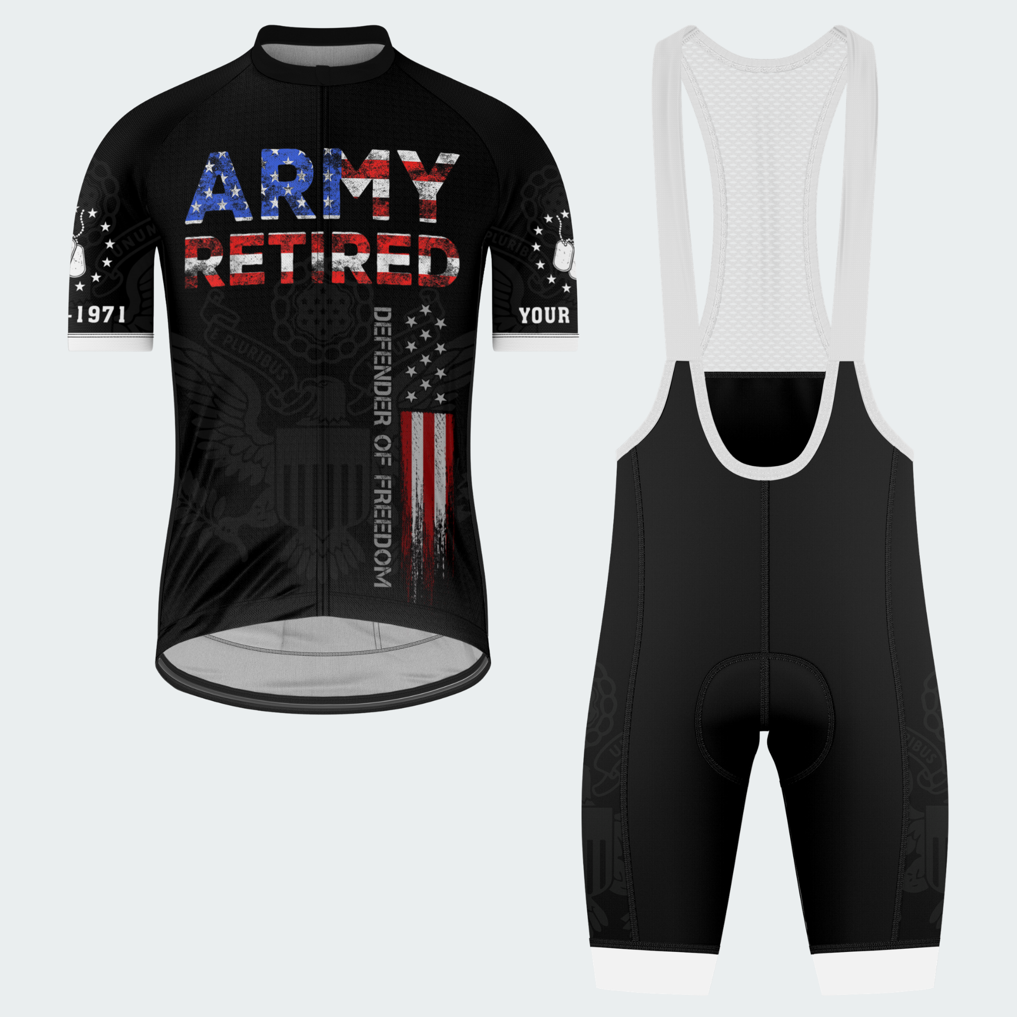 Men’s Personalized U.S. Army Retired Defender of Freedom Cycling Jersey & Kit