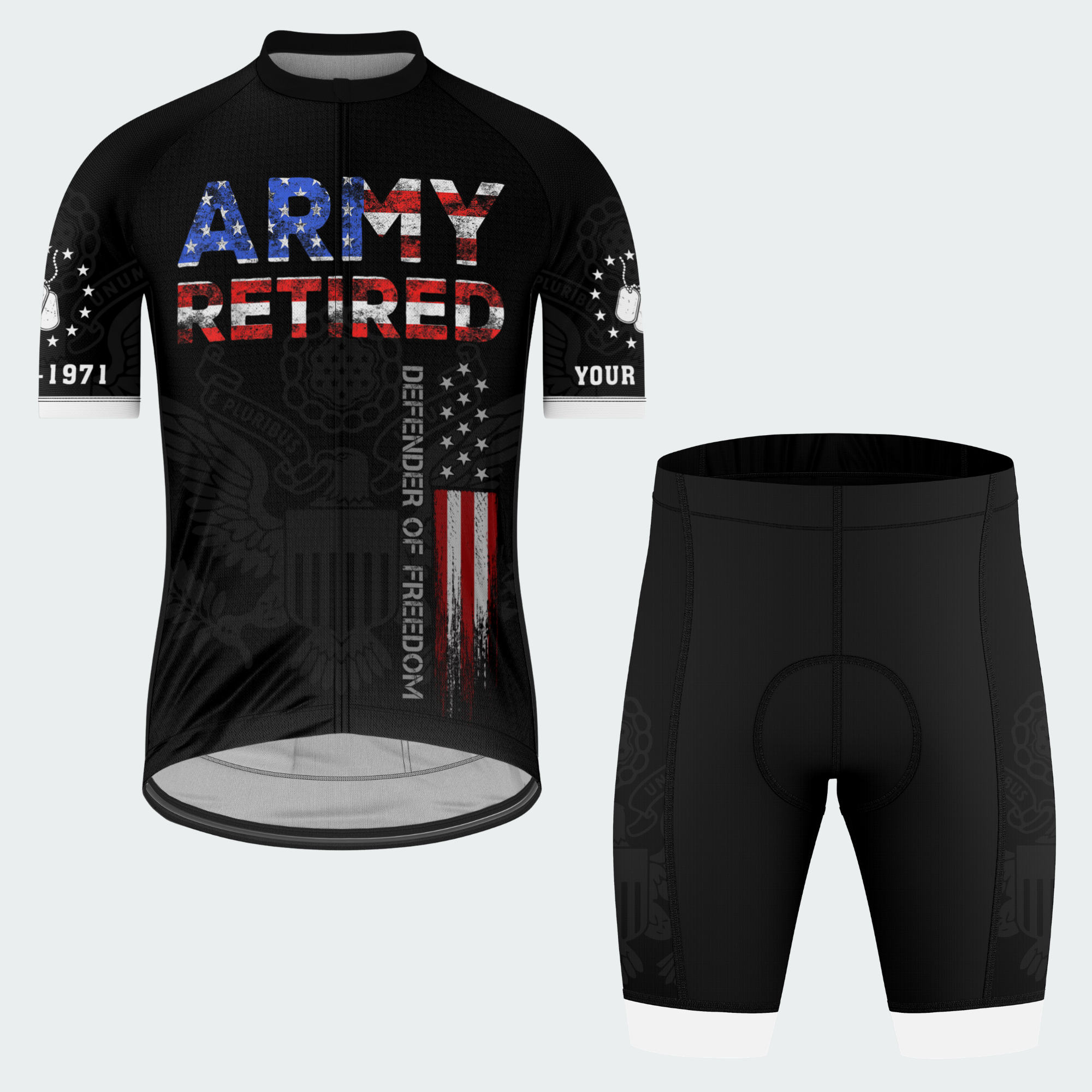 Men’s Personalized U.S. Army Retired Defender of Freedom Cycling Jersey & Kit