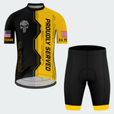 Men’s Personalized U.S. Veteran Proudly Served Gun Skull Cycling Jersey & Kit