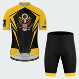 Men’s Personalized U.S. Army Veteran Eagle Seal Black & Gold Cycling Jersey & Kit