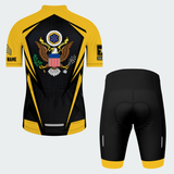 Men’s Personalized U.S. Army Veteran Eagle Seal Black & Gold Cycling Jersey & Kit