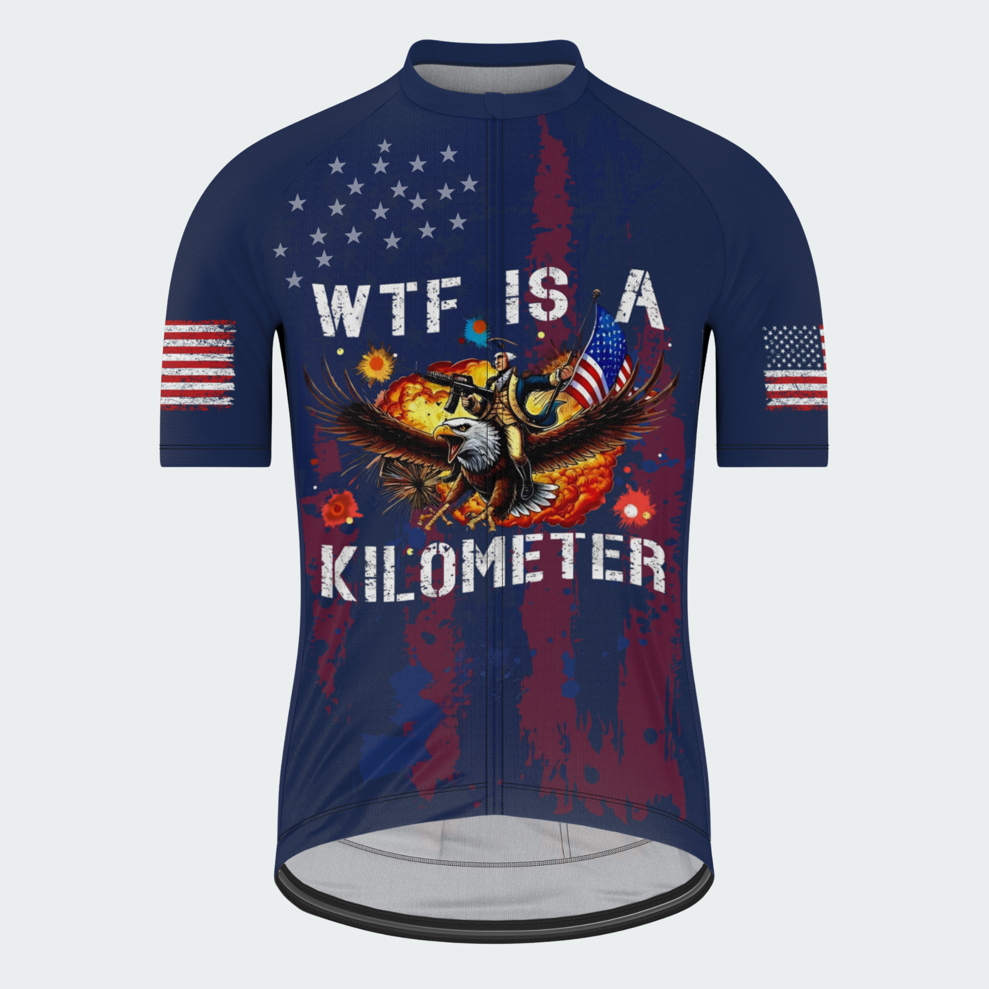 Men’s WTF Is a Kilometer Funny Patriotic Cycling Jersey & Kit